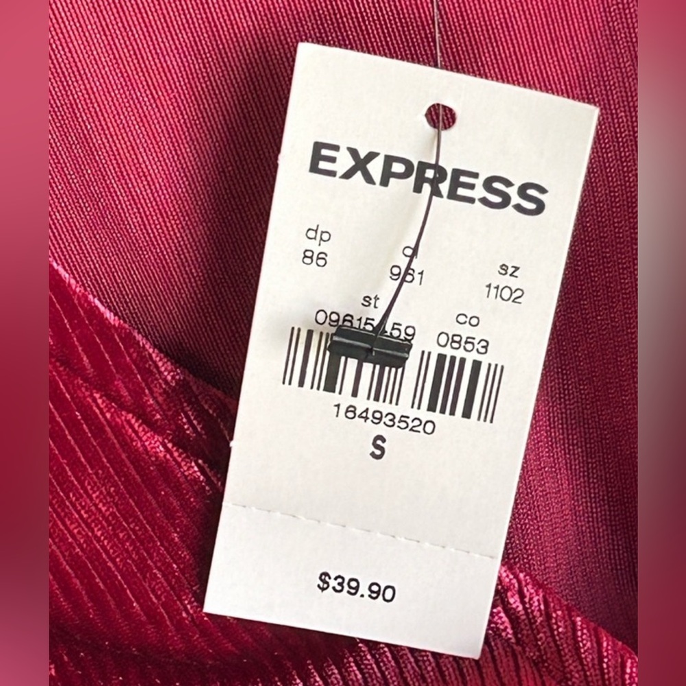 NWT Express Tie Front Velour Wrap Top Burgundy V Neck Size S - Picture 8 of 10